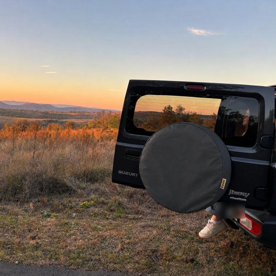 Covrd ripstop wheel cover at sunset, South African landscape